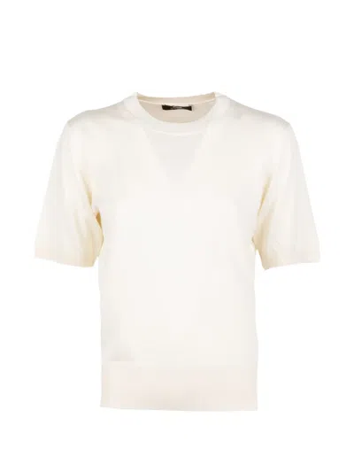 Alpha Studio Crewneck Panelled T-shirt In White