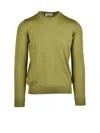 Alpha Studio Crew-neck Pullover Crafted From Extra-fine Merino Wool In Green