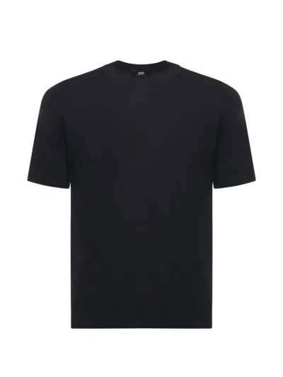 Alpha Studio Crew-neck Short-sleeve Sweater In Black