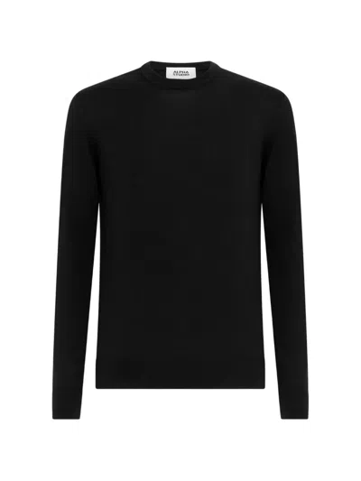 Alpha Studio Crew-neck Sweater In Black