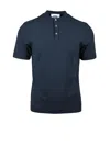 Alpha Studio Dark Blue Cotton Elastane Serafino T-shirt In Black