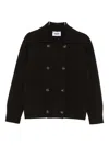 Alpha Studio Double-breasted Patch-pocket Cardigan In Black