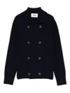 Alpha Studio Double-breasted Wool Cardigan In Blue