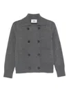 Alpha Studio Double-breasted Wool Cardigan In Gray