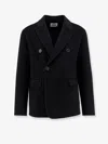 Alpha Studio Double-breasted Wool Coat In Black