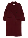 Alpha Studio Double-breasted Wool Coat In Burgundy