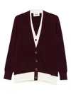 Alpha Studio Double Leayer Cardigan In Burgundy