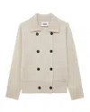 Alpha Studio Double-breasted Knit Jacket With Patch Pockets In Ghiacco