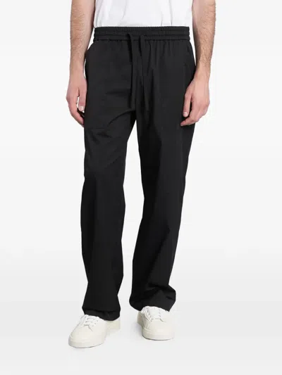 Alpha Studio Drawstring Elasticated-waist Trousers In Black