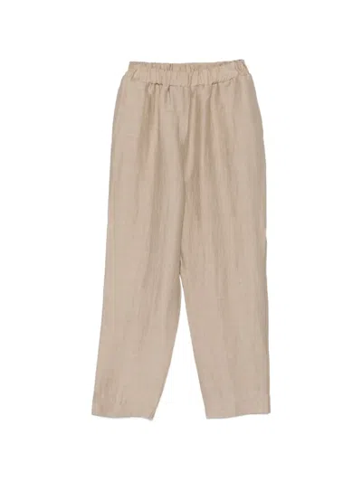 Alpha Studio Elasticated Trousers In Brown