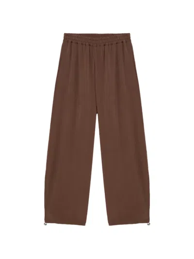Alpha Studio Elasticated Waistband Trousers In Brown