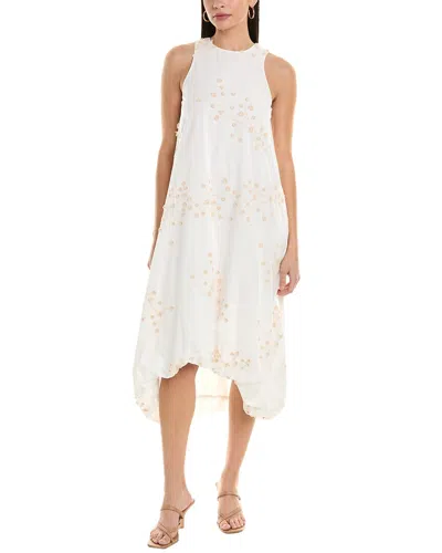 Alpha Studio Embroidered Midi Dress In White