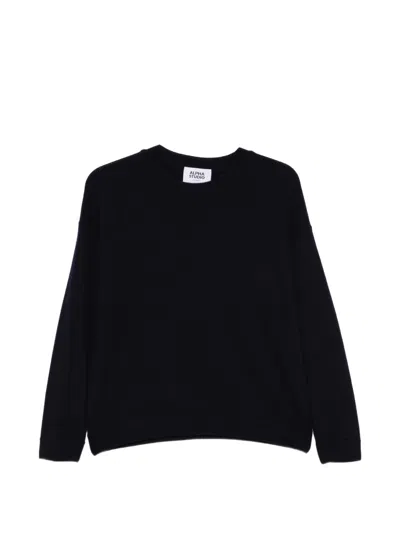 Alpha Studio Exposed-seam Drop-shoulder Sweater In Blue