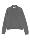 Alpha Studio Grey Knit Sweater With Classic Polo Collar And Tailored Fit In Gray