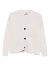 Alpha Studio Fine-ribbed Cardigan In Neutral