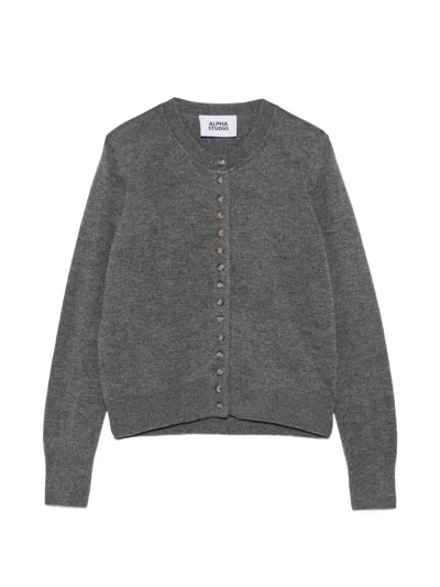 Alpha Studio Fein Gestrickter Cardigan In Gray