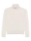 Alpha Studio Fitted Turtleneck Sweater In Fine Merino Wool In Neutral