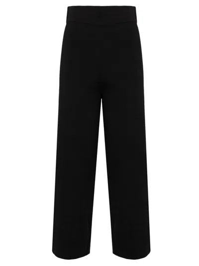 Alpha Studio Garconne-style Pants In Black Viscose Knit In Nero
