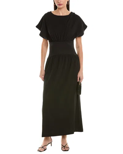 Alpha Studio Gathered Maxi Dress In Black