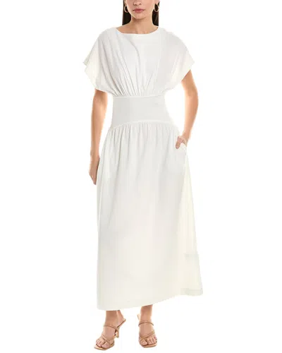 Alpha Studio Gathered Maxi Dress In White