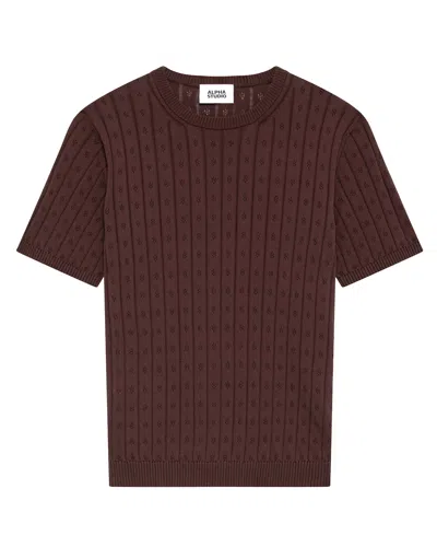 Alpha Studio Girocollo Fantasy Cotton Cioccolato In Burgundy