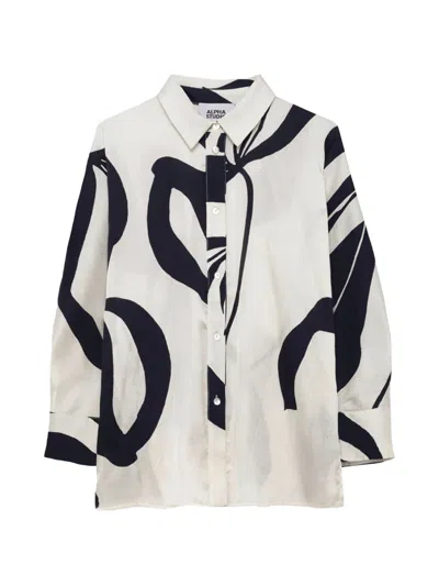Alpha Studio Graphic Print Shirt In Neutral