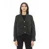 Alpha Studio Gray Merino Wool Cardigan In Green