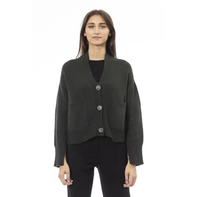 ALPHA STUDIO GRAY MERINO WOOL CARDIGAN