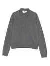 Alpha Studio Grey Knit Sweater With Classic Polo Collar And Tailored Fit In Gray