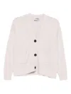 Alpha Studio White Wool-cashmere Blend Cardigan With Front Buttons In White