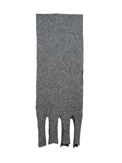 Alpha Studio Grey Textured Luminous Wool-blend Scarf