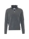 Alpha Studio Half-zip High-neck Sweater In Blue