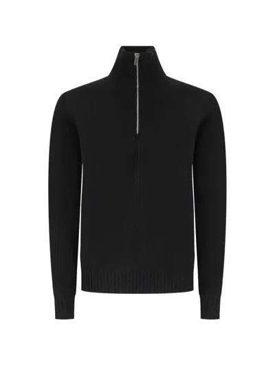 Alpha Studio Half-zip Knitted Sweater In Multi