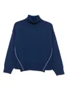 Alpha Studio Contrast-stitching Turtleneck Sweater In Blue