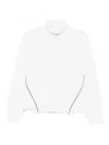 Alpha Studio Contrast-stitching Turtleneck Sweater In White