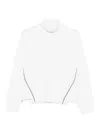 Alpha Studio Contrast-stitching Turtleneck Sweater In White