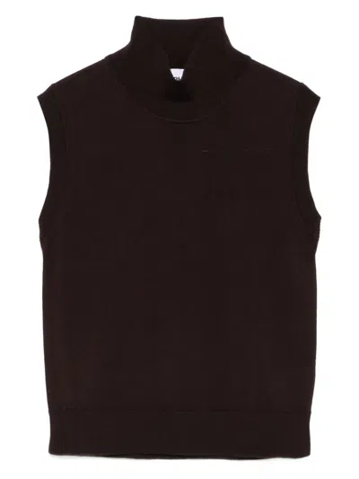 Alpha Studio High-neck Sleeveless Top In Brown