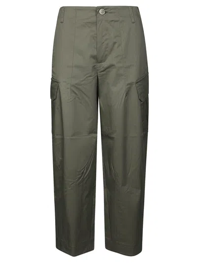 Alpha Studio High-waisted Green Cargo Pants With Relaxed Fit