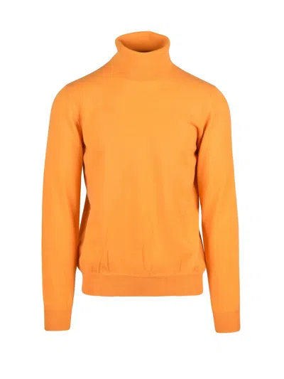 Alpha Studio High-neck Cashmere Turtleneck Sweater In Orange