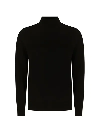 Alpha Studio High-neck Ribbed-trim Sweater In Black