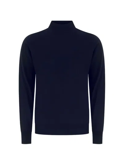 Alpha Studio High-neck Sweater In Blue
