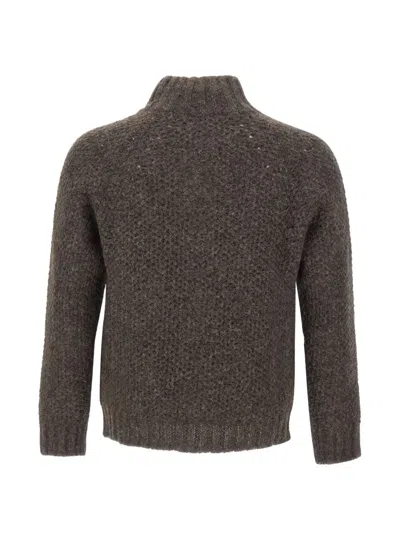 Alpha Studio Honeycomb-weave Cardigan In Brown