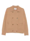 Alpha Studio Camel Jacket With Double-breasted Fastening In Brown