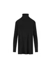 Alpha Studio Turtleneck Side-slit Sweater In Black