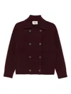 Alpha Studio Double-breasted Cardigan In Burgundy