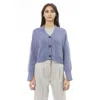 Alpha Studio Light Blue Merino Wool Cardigan In Blue