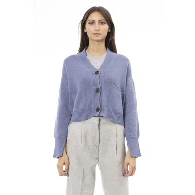 ALPHA STUDIO LIGHT BLUE MERINO WOOL CARDIGAN