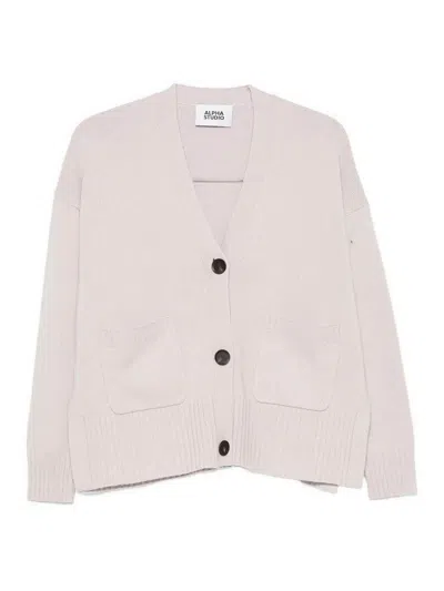 Alpha Studio Linear Cardigan In Grey