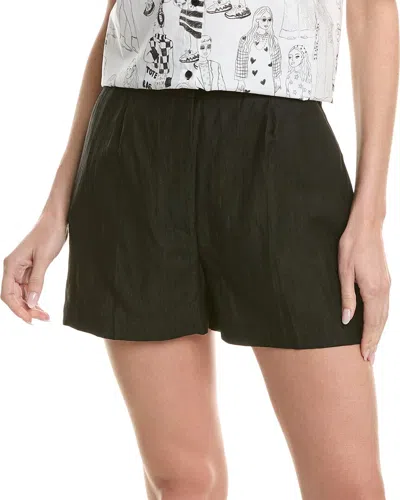 Alpha Studio Linen-blend Short In Black