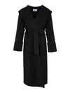 Alpha Studio Long Double Wool Coat With Hood In Black
